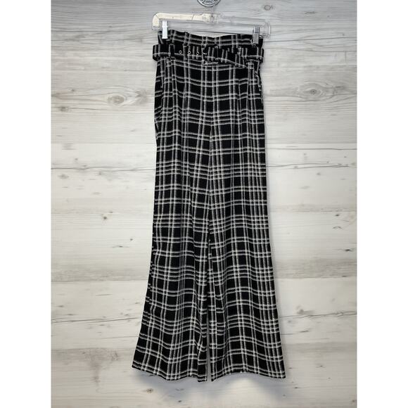 Express Black and White Plaid Wide Leg Pants - Picture 1 of 12